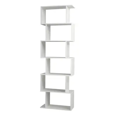 (White, Tier) Wooden S-Shaped Display Bookcase Storage Divider