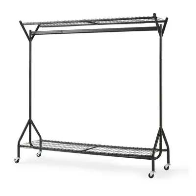 5 x 5ft Black Heavy-Duty Hanging Clothes Rail With Shoe Rack