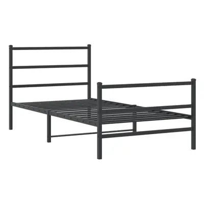 vidaXL Metal Bed Frame with Headboard and Footboard Bed BaseÃÂ Black 107x203 cm