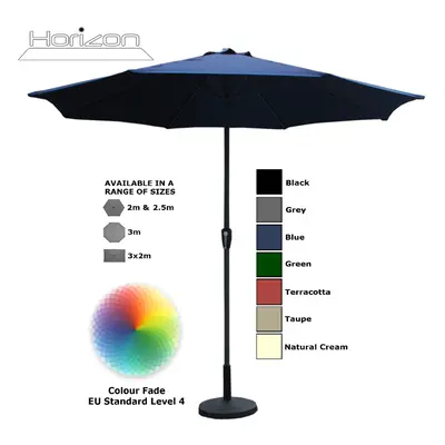 (3m, Blue) Parasol Aluminium Crank Full & Half Shade Umbrella