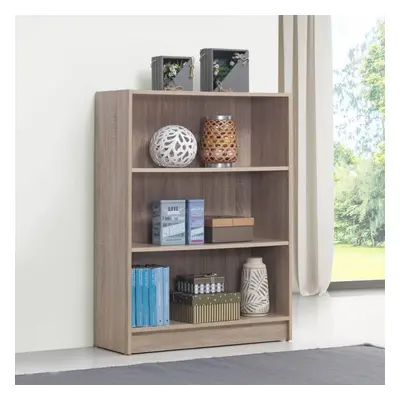 3 Tier Bookcase Wide Display Shelving Storage Unit Wood Furniture Sonoma Oak Colour