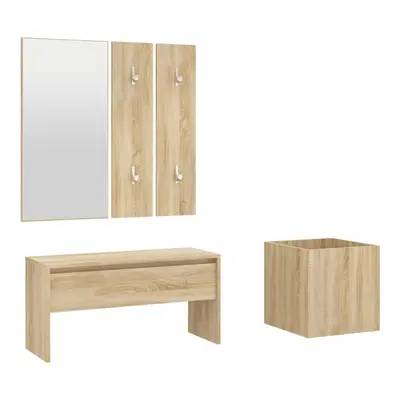 vidaXL Hallway Furniture Set Sonoma Oak Engineered Wood Bench and Coat Rack