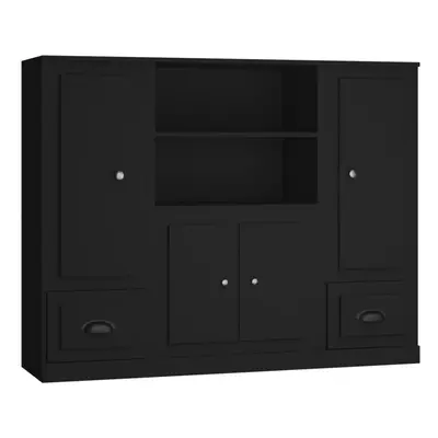 (black) vidaXL Highboards Storage Cabinet Side Cabinets Cupboard pcs Engineered Wood