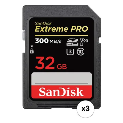 SanDisk 32GB Extreme PRO SDHC UHS-II Memory Card (3-Pack)