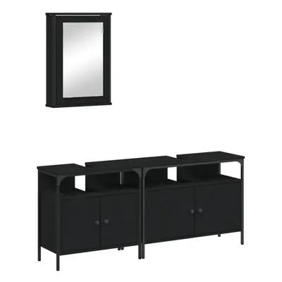 (black) vidaXL Bathroom Furniture Set Piece Storage Sink Cabinet Engineered Wood