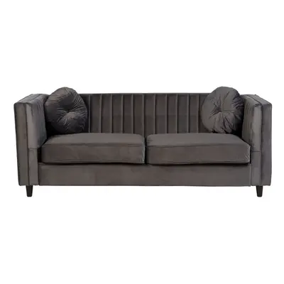 Premier Housewares Farah Seat Grey Velvet Sofa