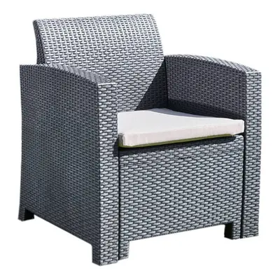 Marbella Rattan Effect Garden Armchair in Graphite