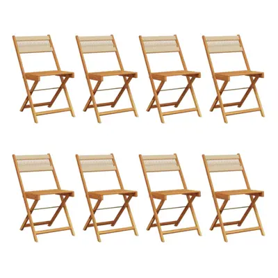 (beige, pcs) vidaXL Bistro Chairs Outdoor Dining Chair Solid Wood Acacia and Polypropylene