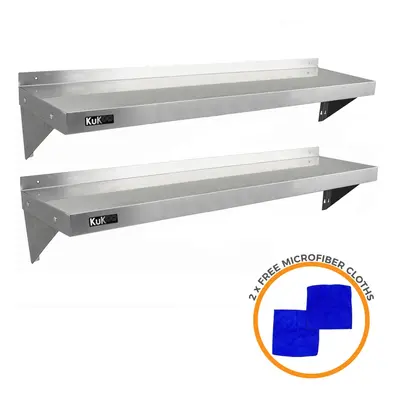 (1400mm) Stainless Steel Shelves Kitchen Wall Shelf Catering & Free Microfiber Cloths