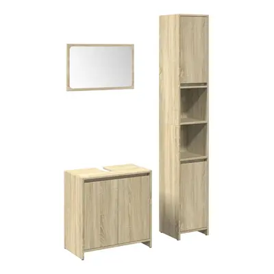 vidaXL Bathroom Furniture Set Piece Sink Cabinet Sonoma Oak Engineered Wood