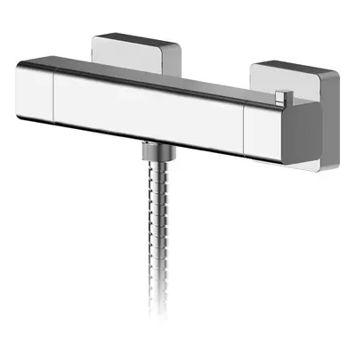 Empire Contemporary Bathroom Wall Mount Square Thermostatic Bar Valve with Bottom Outlet, 55mm x