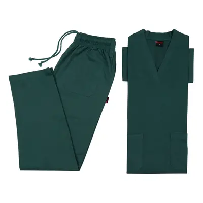 (Hunter Green, 6XL) Medical TOP & TROUSER SCRUB SET 100% Cotton scrubs