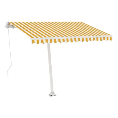 vidaXL Freestanding Manual Retractable Awning 300x250 cm Yellow/White Shelter