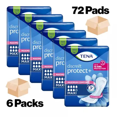 72 Tena Discreet Protect Maxi Incontinence Pads Highly Absorbent Women