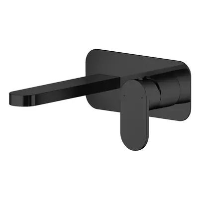 Current Round Wall Mounted Tap Hole Mixer Tap with Plate - Matt Black - Balterley