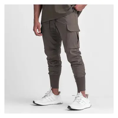 (Brown, M) Summer Thin Loose Quick Drying Stretchy Running Training Pants