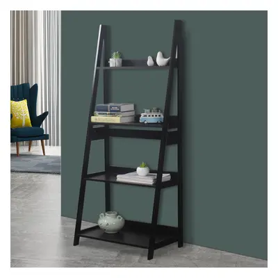 (Black) Tier Wooden Storage Display Stand Shelving Rack