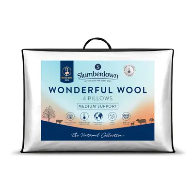 (4 Pack) Slumberdown Wonderful Wool Pillow UK Made