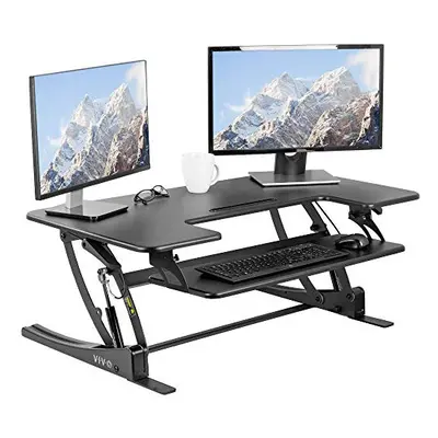 VIVO 107cm Height Adjustable Stand Up Desk Converter, V Series, Quick Sit to Stand Tabletop Dual