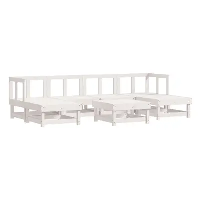 vidaXL Garden Lounge Set Outdoor Modular Sofa Piece White Solid Wood Pine