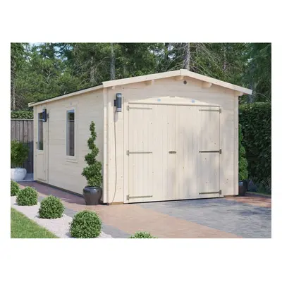 Dunster House Wooden Log Cabin Deore 3m x 5.5m Car Storage Shed