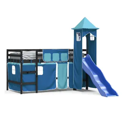 (black and blue, x cm) vidaXL Kids' Loft Bed with Tower Bed Frame Bedstead Bunk Bed Solid Wood P