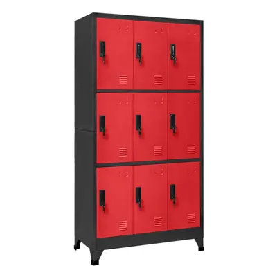 vidaXL Locker Cabinet Anthracite and Red Steel Office Storage Locker Furniture