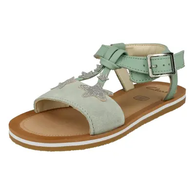 (Green, UK Child) Girls Clarks Star Detailed Sandals Finch Summer K