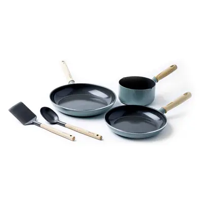 GreenPan MayFlower 5-Piece Nonstick Cookware Set, 100% ToxinFree, Healthy Ceramic, Metal Utensil