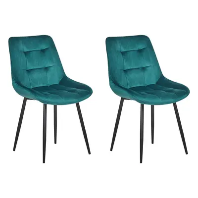 Set of Dining Chairs MELROSE Velvet Turquoise