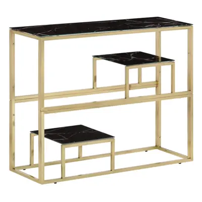 (gold and black, Glass) vidaXL Console Table End Table Silver Stainless Steel and Solid Wood Sle