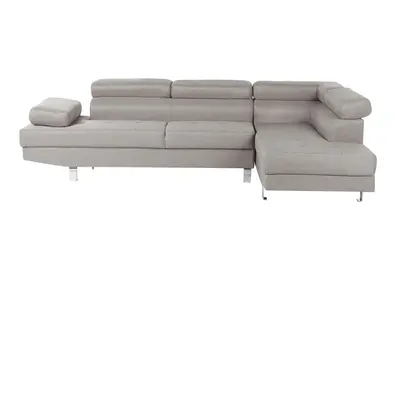 Left Hand Corner Fabric Sofa Light Grey NORREA