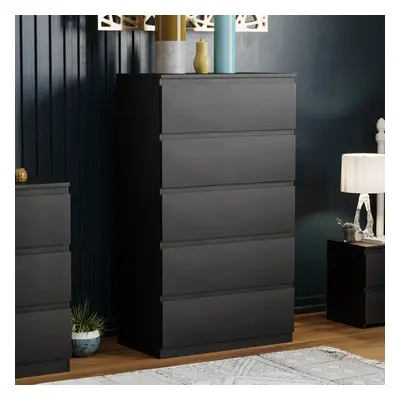 (Black) Denver Drawer Chest Garment Storage Bedroom Unit