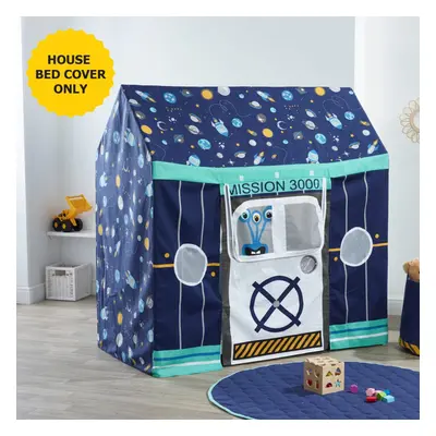 Toddler House Bed Tent Cover Space Mission Blue themed colourful