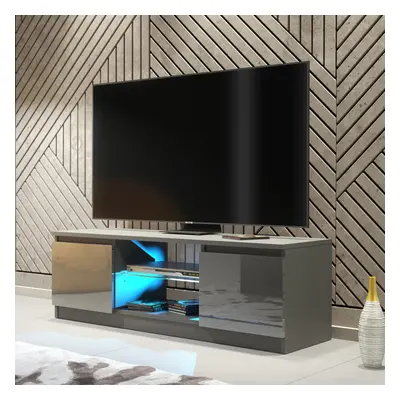 TV Unit 120cm LED Creative Furniture - Dark Grey Gloss Doors