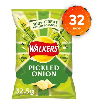 32 x Walkers Crisps Box Pickled Onion 32.5g