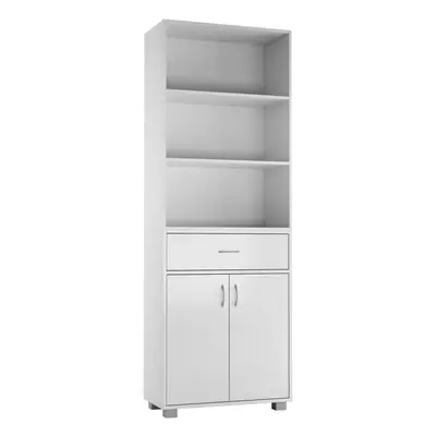 (White) Tier Wooden Display Bookcase Shelves Drawer