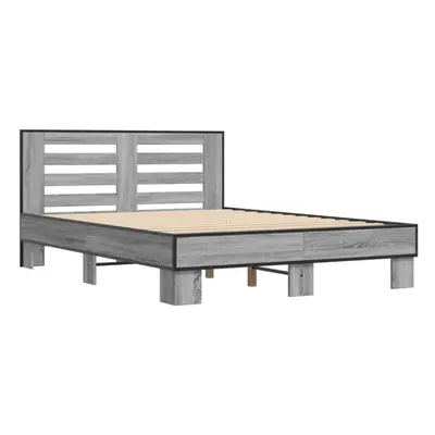 (grey sonoma, x cm) vidaXL Bed Frame Home Bed Base Sonoma Oak 90x200 cm Engineered Wood and Meta