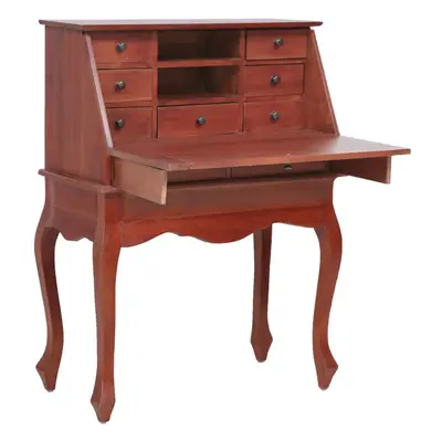 vidaXL Solid Mahogany Wood Secretary Desk Brown Writing Secretair Classic Desk