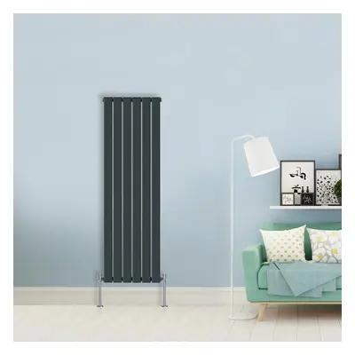 (Single-1600x408 mm) NRG Flat Panel Column Designer Radiator Heater Central Heating Rads Anthrac