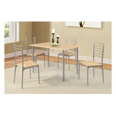 5 Piece Beech Effect Wooden Dining Set Metal Kitchen Furniture