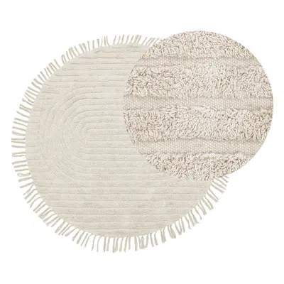 Round Cotton Area Rug cm Beige HALFETI