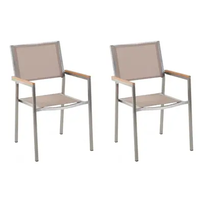 Set of Garden Chairs GROSSETO Stainless Steel Beige