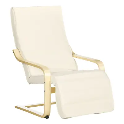 HOMCOM Lounge Chair Recliner Adjustable Footrest Home Cream White