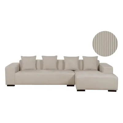 Corner Sofa LUNGO Corduroy Beige Left Hand