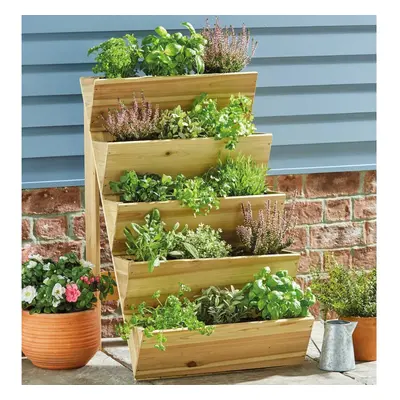 5 Tier Wooden Step Planter Garden Patio Herb Flower Shrub 91.5cm