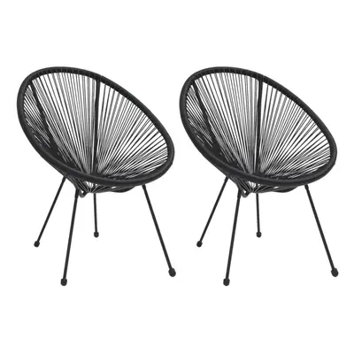 vidaXL 2x Garden Moon Chairs Rattan Black Outdoor Lounge Relaxing Rope Chair