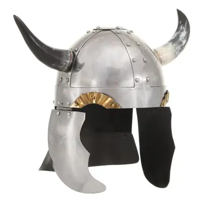 vidaXL German Medieval Knight Helmet LARP Replica Silver Steel Armour Weapon