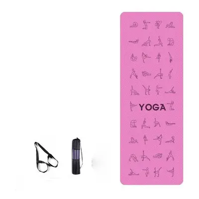 (Pink) EVA Yoga Pose Non Slip Carpet Mat With Position Line For Beginner Environmental Fitness G