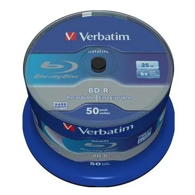 1x 50Â Verbatim BD-R Blu-Ray 25Gb 6X Speed DataLife No ID Cakebox